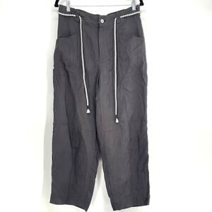 Joie Barrel Leg Pants Size 12 Dark Gray Lyocell Linen Blend Cropped Casual